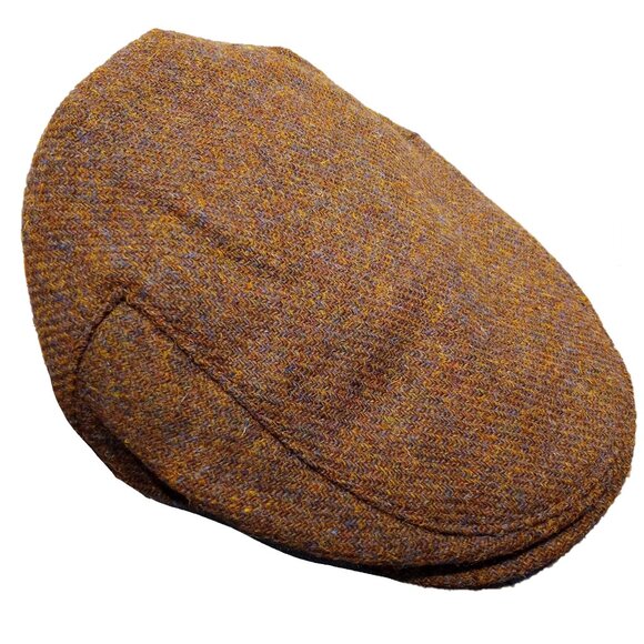 Hartside HS14 Scottish Highland Harris Tweed® Flat Cap in BROWN MIX -PICK SIZE - Picture 7 of 9